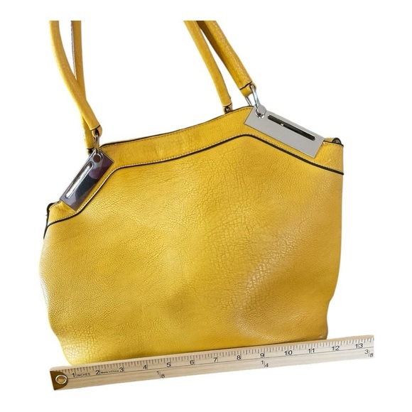 Black Rivet Yellow Faux Leather Shoulder Bag - Picture 10 of 10